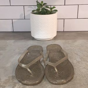 J. Crew gold glitter thong sandal size 9
